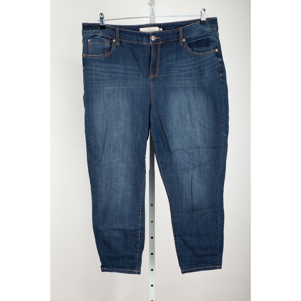 Torrid Girlfriend Jeans Women 18 Blue Dark Wash Relaxed Stretch Denim 10486898